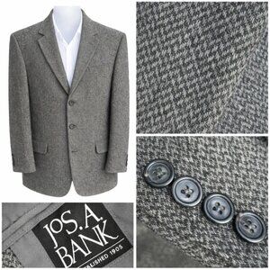 Vintage Jos A Bank 100% Camel Hair Herringbone Gray Blazer Men’s 41L